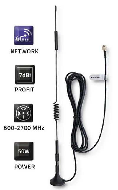 Anténa GSM 4G LTE všesmerová DUAL 7 dBi SMA, 600-2700MHz 3881